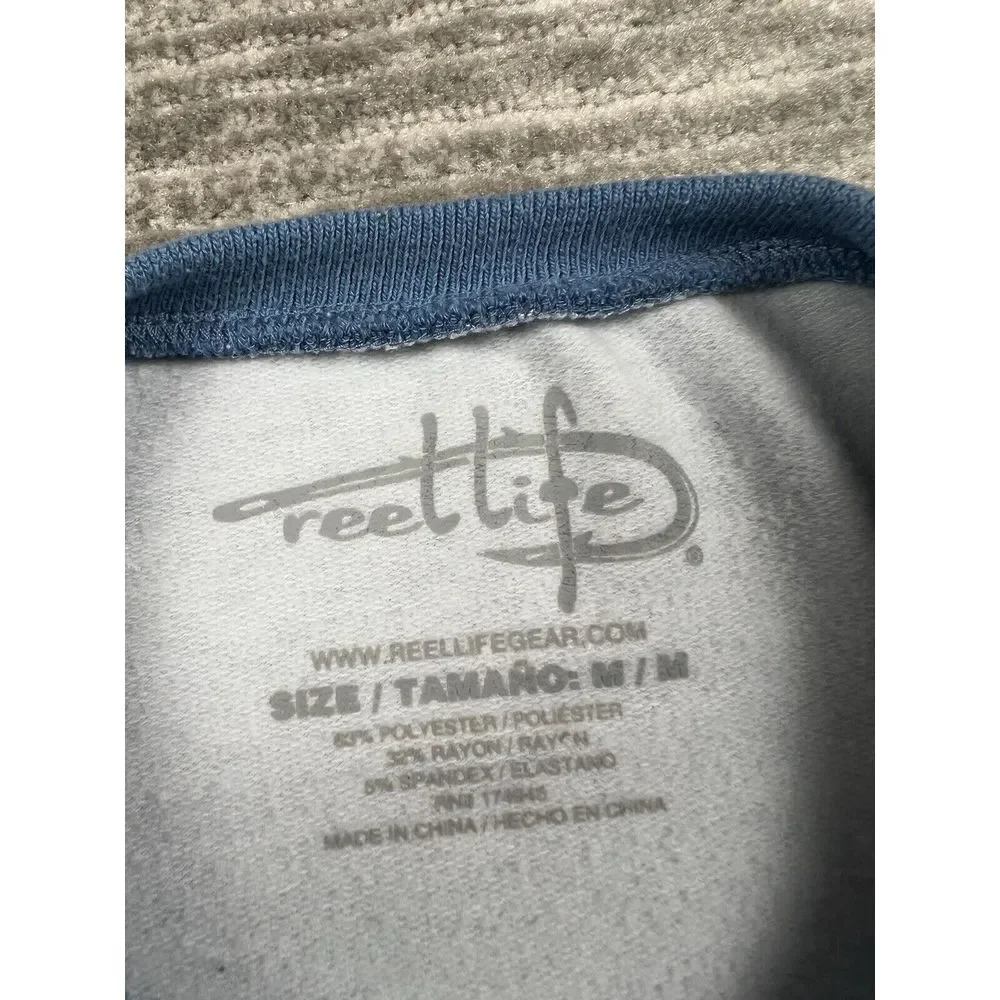 Reel Life‎ Sweater Mens Medium Blue Geometric Longsleeve Outdoors Casual